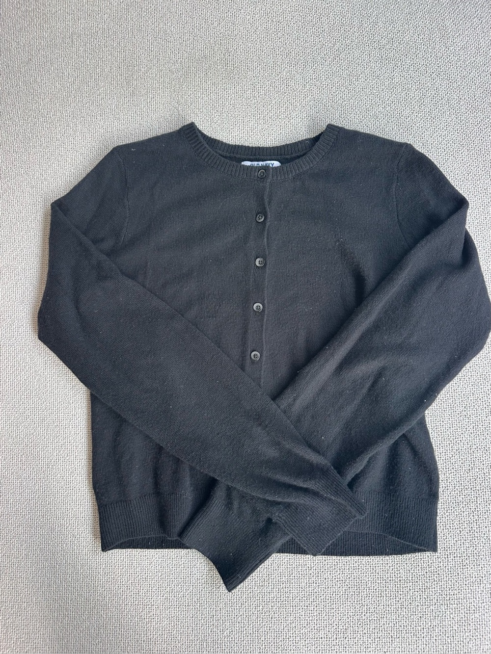 Old Navy Black Button-Up Crewneck Cardigan